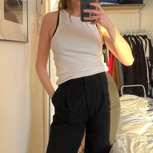 Babaton White Ribbed Tank – Size M | Aritzia